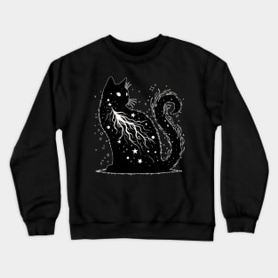 Galaxy Cosmic Black Cat in Stars Crewneck Sweatshirt